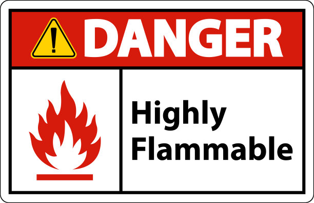 白色背景高度易燃警告标志图片下载