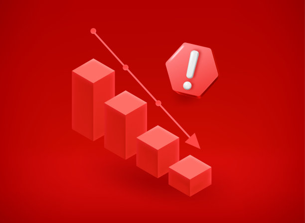 下降的商业图标与停止标志。3 d矢量图图片下载