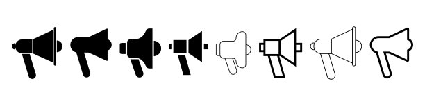 推广扩音器图标设置。矢量插图孤立的白色背景。图片下载