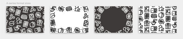 日本现代文化图标图案背景为平面设计。a大小的水平向量模板集。图片下载
