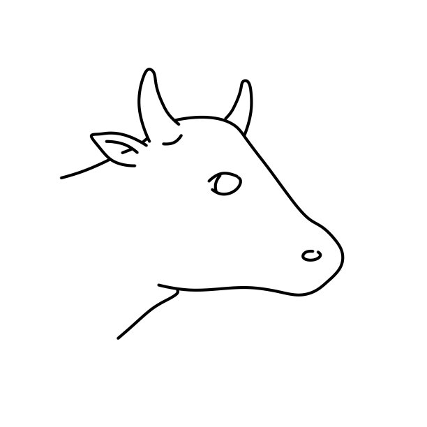 牛的头。农场动物的线性标志。图片下载