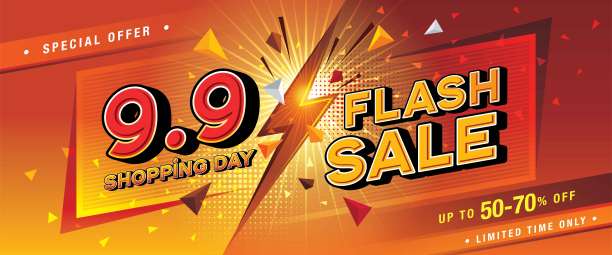 9.9购物日闪购横幅模板设计特惠折扣。图片下载
