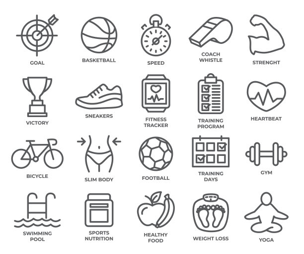 运动路线图标设置在白色背景图片下载