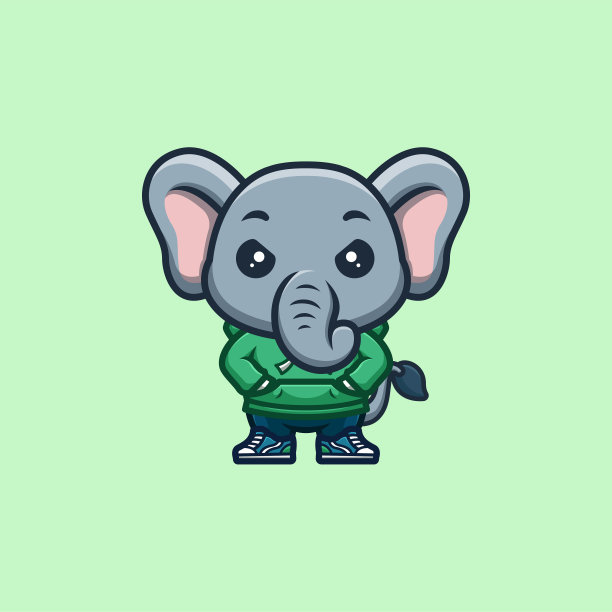 大象城市可爱创意卡哇伊卡通吉祥物Logo图片下载