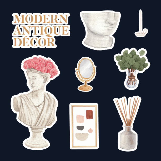 贴纸模板与北欧古董家图片下载