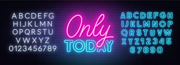 只有今天霓虹灯招牌的黑色背景图片下载