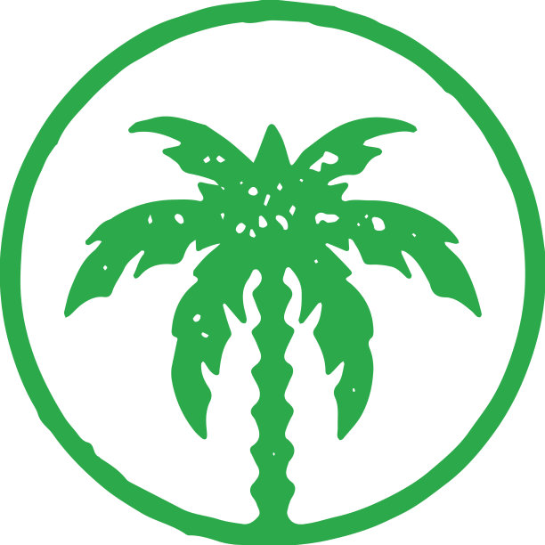 绿油油的棕榈树带着观赏树干，郁郁葱葱图片下载