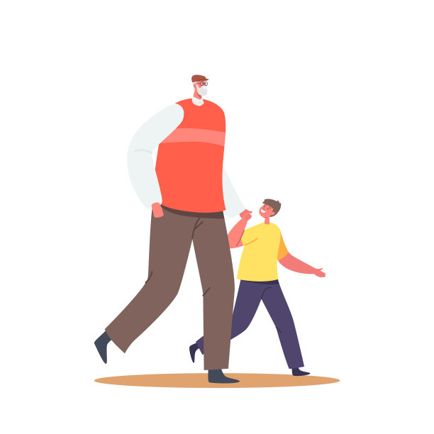 爷爷和孙子走在孤立的白色图片下载