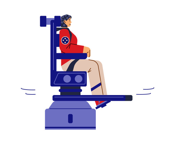 宇航员训练旋转椅平面卡通图片下载