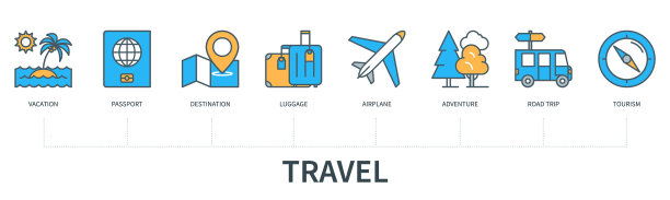 旅行信息图在最小的平线风格图片下载