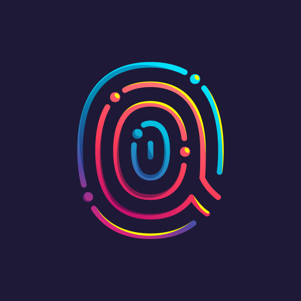 由指纹多色线构成的字母标志图片下载