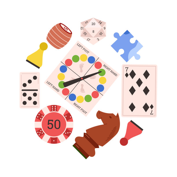 桌游中结合了圆元素，将平面矢量图孤立起来。图片下载