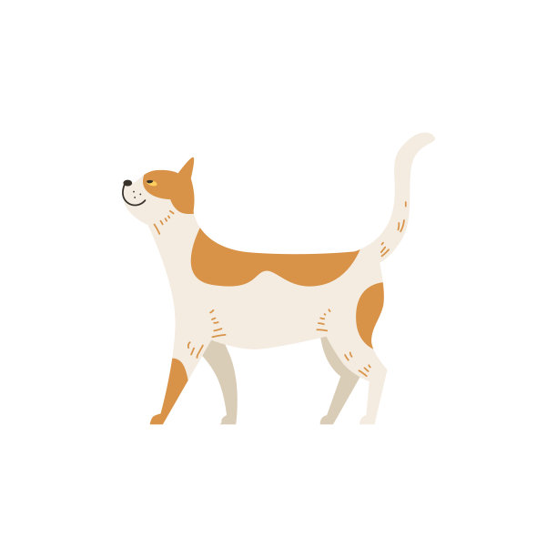 可爱的猫走，卡通平面矢量插图孤立在白色背景。图片下载