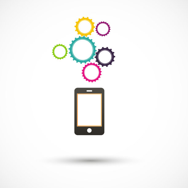 智能手机框架与颜色齿轮模板图片下载