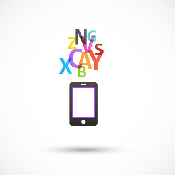 智能手机框架与彩色字母模板图片下载