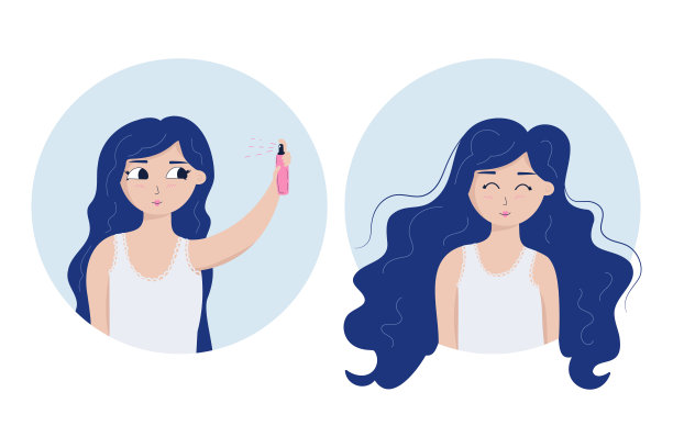 头发护理前后的矢量图。概念护发常规。使用美发化妆品后的头发变形图片下载