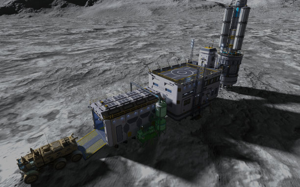 月球殖民地。月球基地。《月球上的生活》3d插画。图片下载