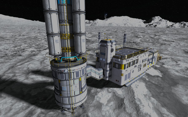 月球殖民地。月球基地。《月球上的生活》3d插画。图片下载