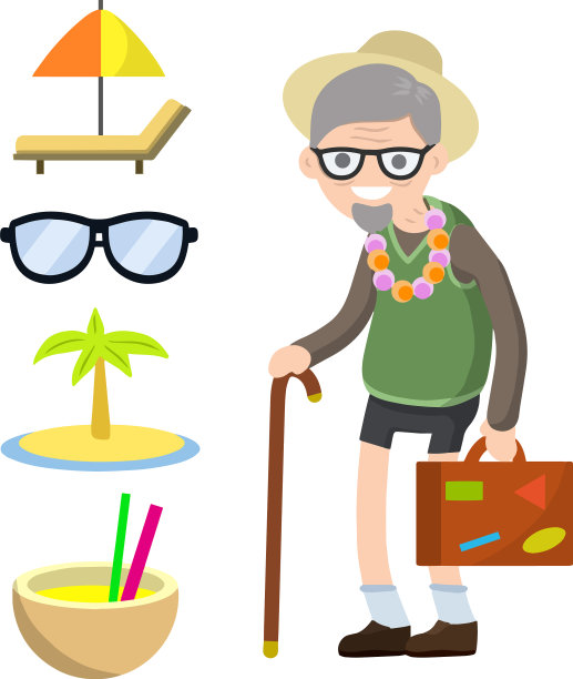 穿着短裤戴着帽子的老人图片下载