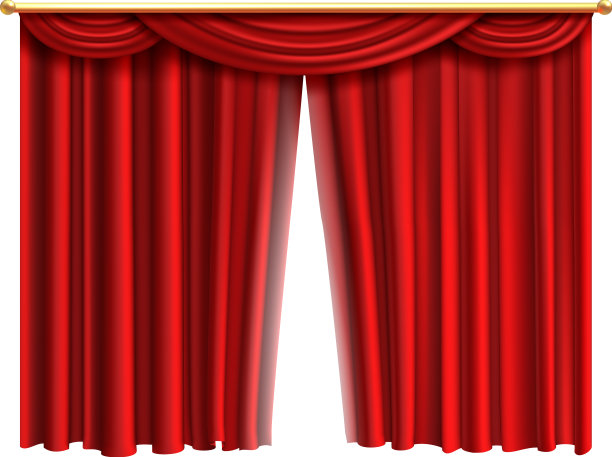 打开剧院的窗帘，红色的舞台窗帘图片下载