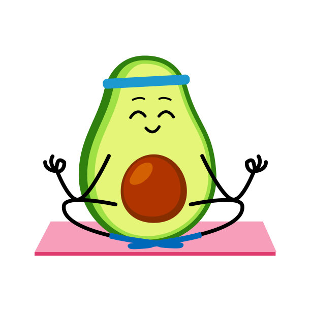 可爱强壮的牛油果角色在瑜伽中冥想图片下载