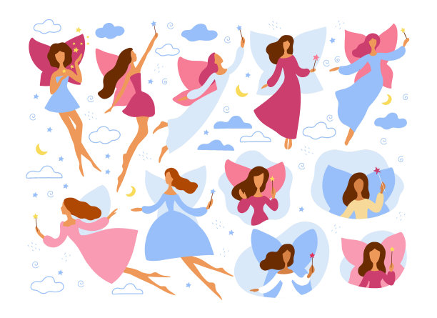 仙女设定可爱的人物平式女人配图片下载