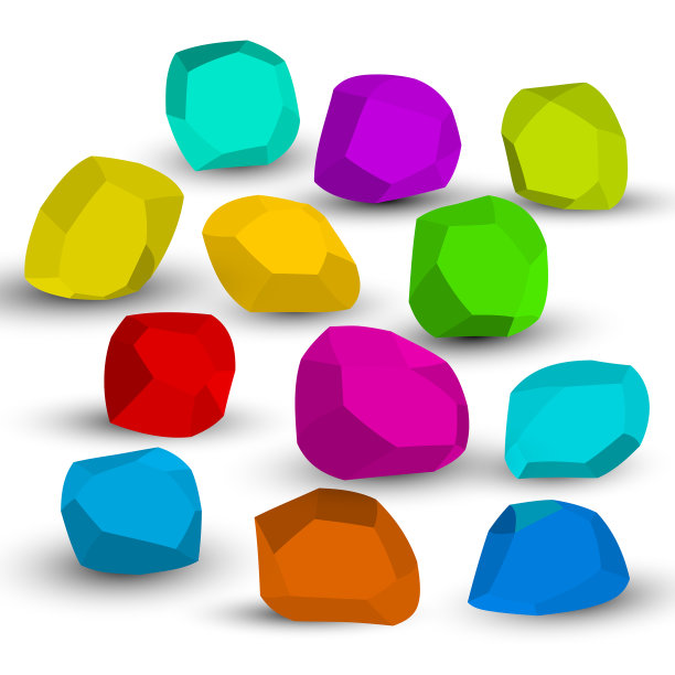 卡通石头石头石头等距设置彩虹图片下载