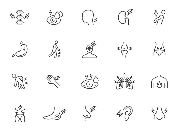 疼痛疼痛线图标身体背部关节或颈部图片下载