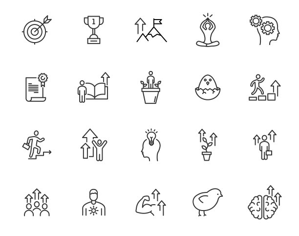 人成长线图标冥想知识学习图片下载