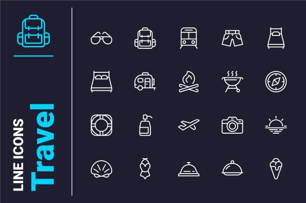 旅游和娱乐时间图标设置图片下载