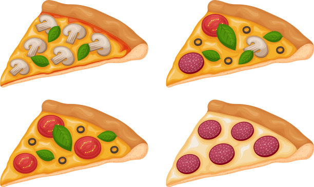 披萨集合了四片披萨图片下载