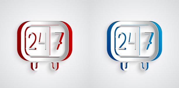 剪纸钟24小时图标孤立在灰色上图片下载