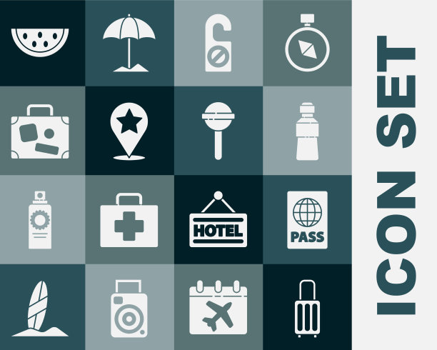 请把行李箱、护照、瓶子、水放好图片下载