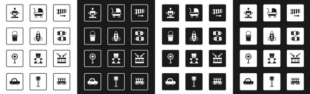 把木琴火箭船玩具沙放在桶里图片下载