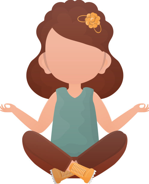 小女孩独自在白色地板上冥想图片下载