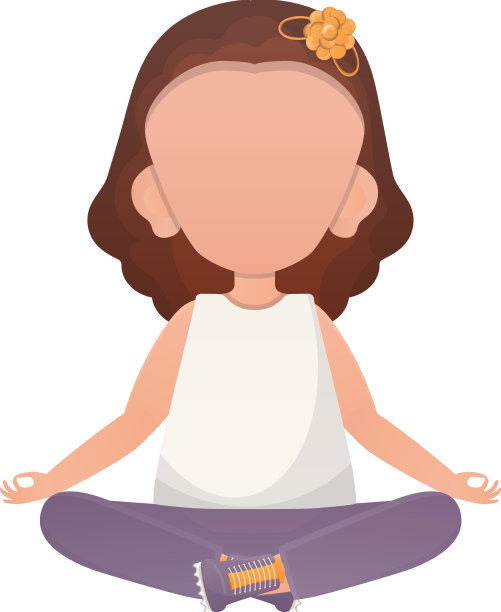 小女孩孤立地坐在莲花位上图片下载