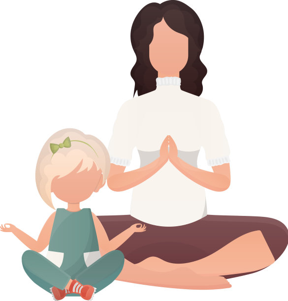 母女瑜伽在莲花位图片下载