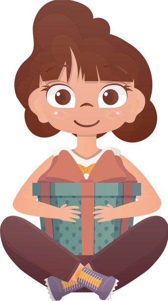 小女孩抱着礼物坐在莲座上图片下载