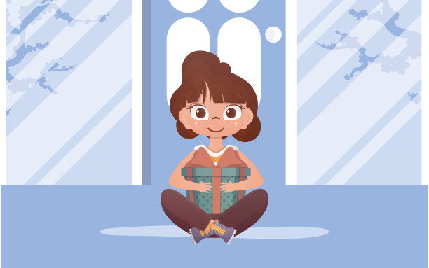 一个快乐的小女孩坐在莲座和图片下载