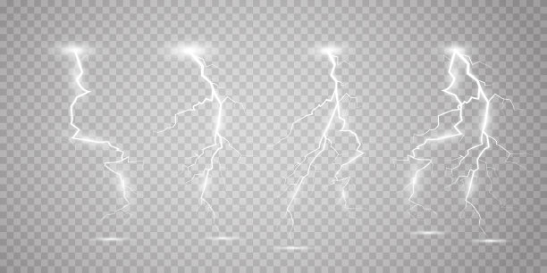 一套神奇的闪电和明亮的灯光效果。矢量图图片下载