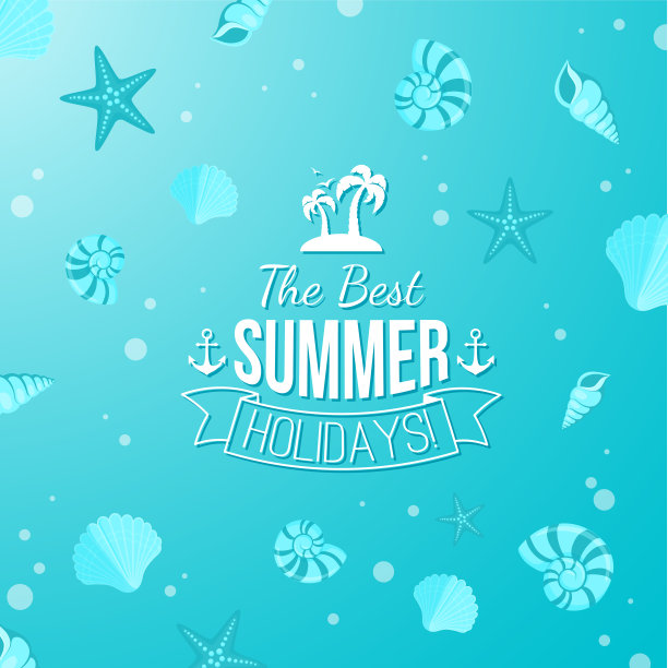 暑假明亮的背景与文字。图片下载