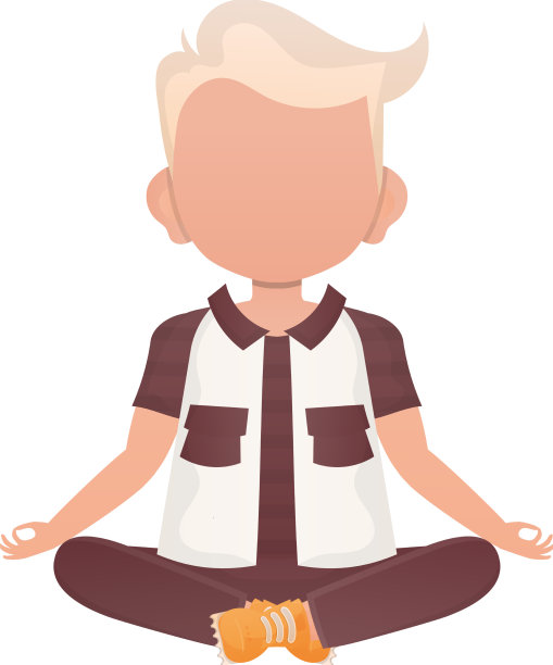 一个小男孩正在做莲花姿势图片下载