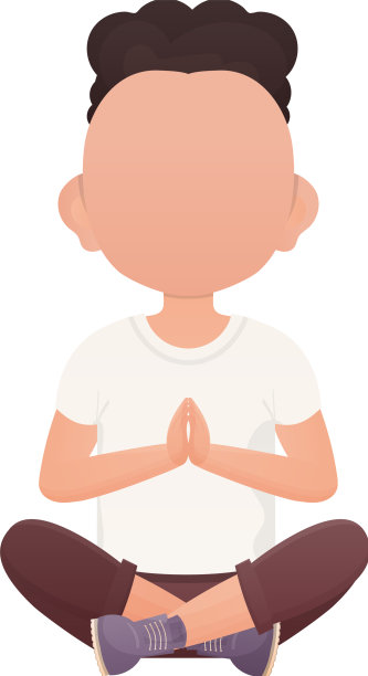 一个可爱的学龄前男孩在莲花中冥想图片下载