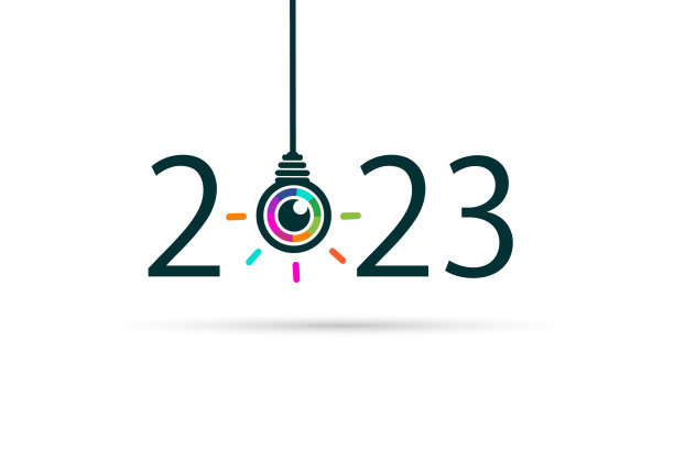 2023与彩色灯泡标志。愿景和理念图片下载