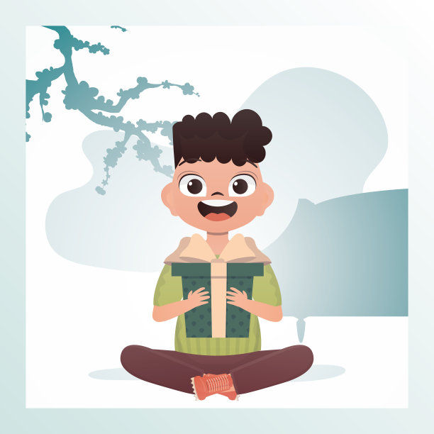 一个快乐的小男孩以莲花的姿势坐着图片下载