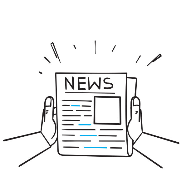 手绘涂鸦手握和阅读报纸插图矢量隔离图片下载