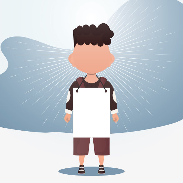 一个可爱的小男孩拿着空白横幅图片下载