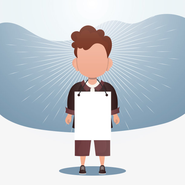 一个可爱的小男孩拿着空白横幅图片下载