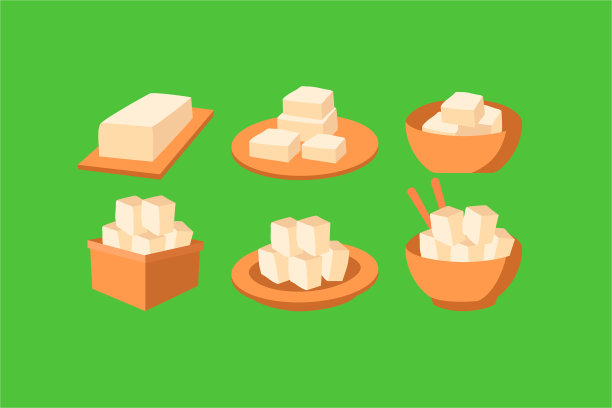 美味豆腐设计矢量平面孤立插图图片下载