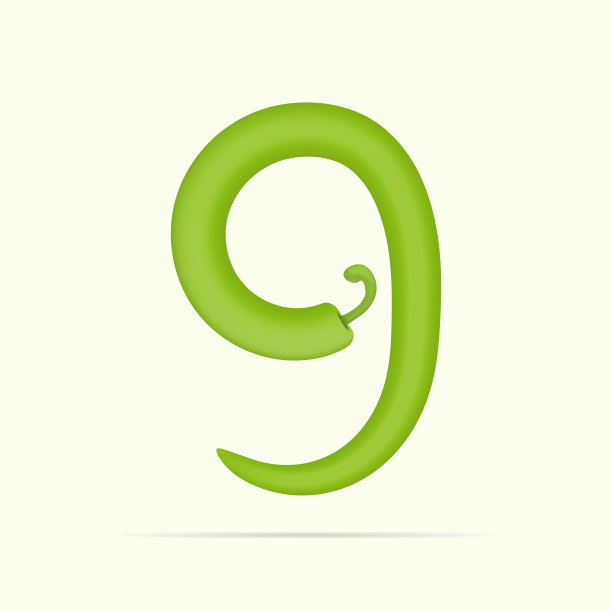 9号青椒设计。向量蔬菜字体健康和素食设计，自然模板，蔬菜标志和更多图片下载